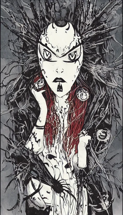 Image similar to ghoulpunk high priestess by Suehiro Maruo and Pamela Colman Smith