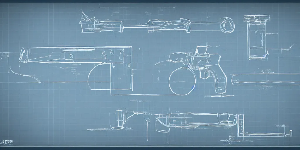 Image similar to portal gun blueprint, high detail
