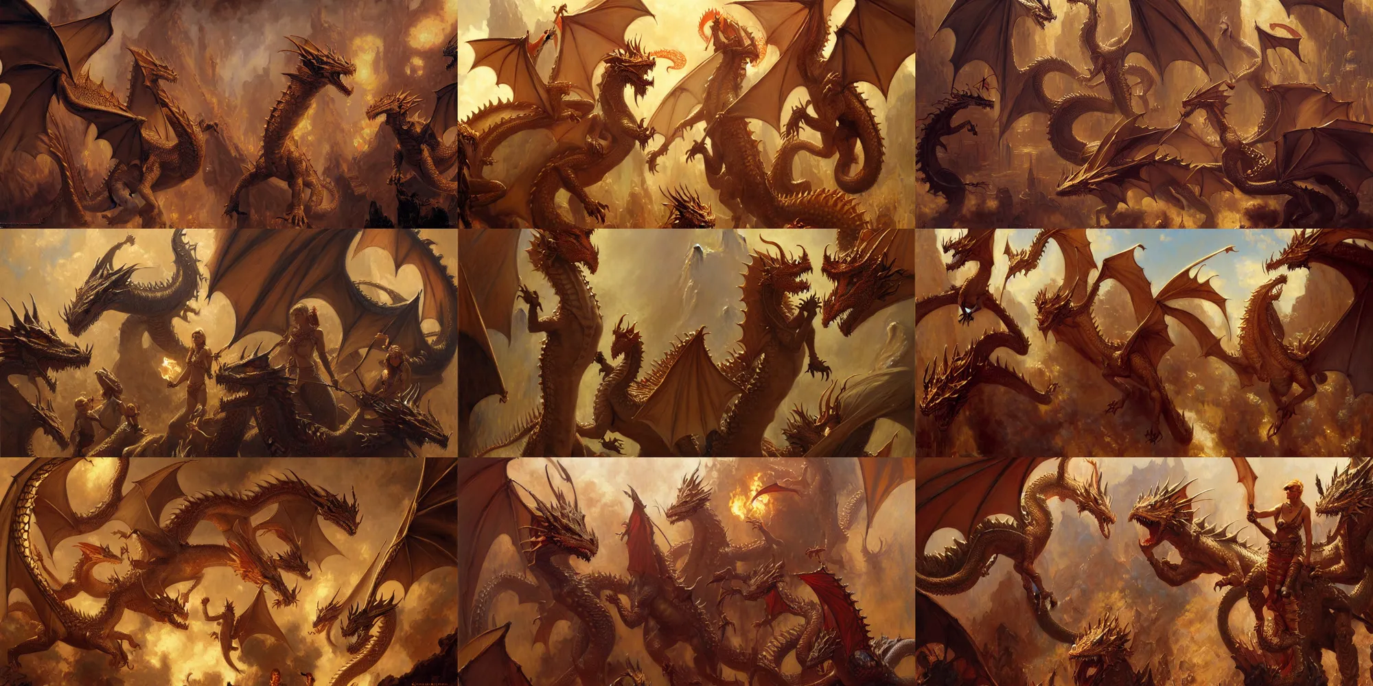 Prompt: a family of dragons, highly detailed painting by gaston bussiere, craig mullins, j. c. leyendecker 8 k