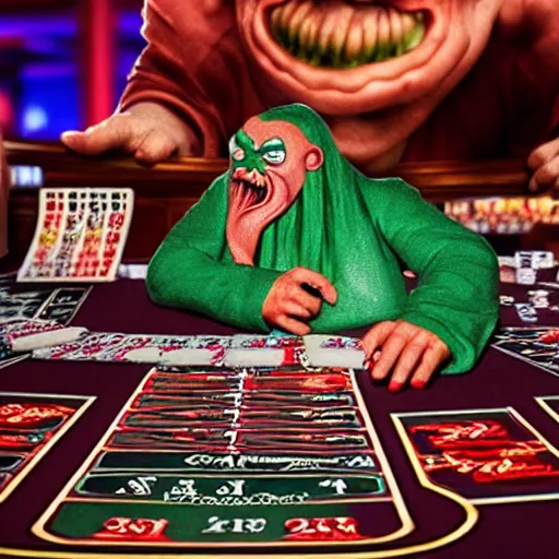 Image similar to photo of cthulhu angry for losing in a casino, realistic, highly - detailed, sharp focus, award - winning