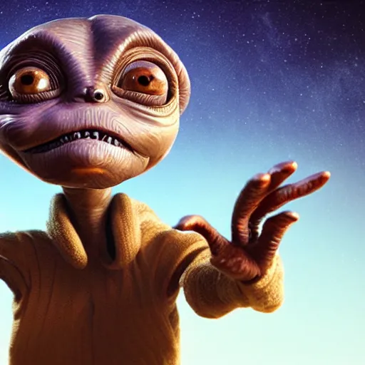 Prompt: E.T. the alien, highly detailed, sharp focus, octane render