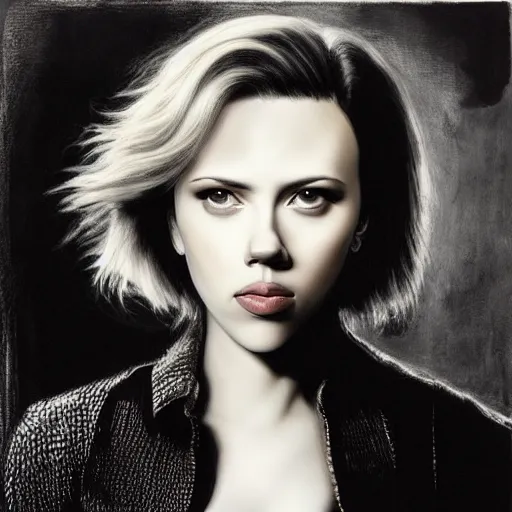 Image similar to “Scarlett Johansson portrait, H. R. Giger”