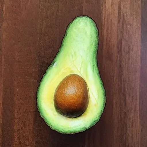Prompt: an avocado with strong arms and a cute loving face