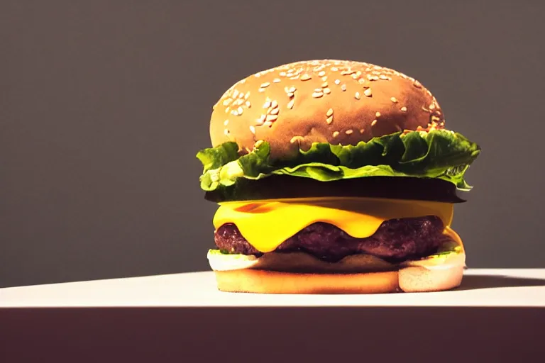 Prompt: brutalist burger, soft lighting, 3 5 mm, spotlight photography