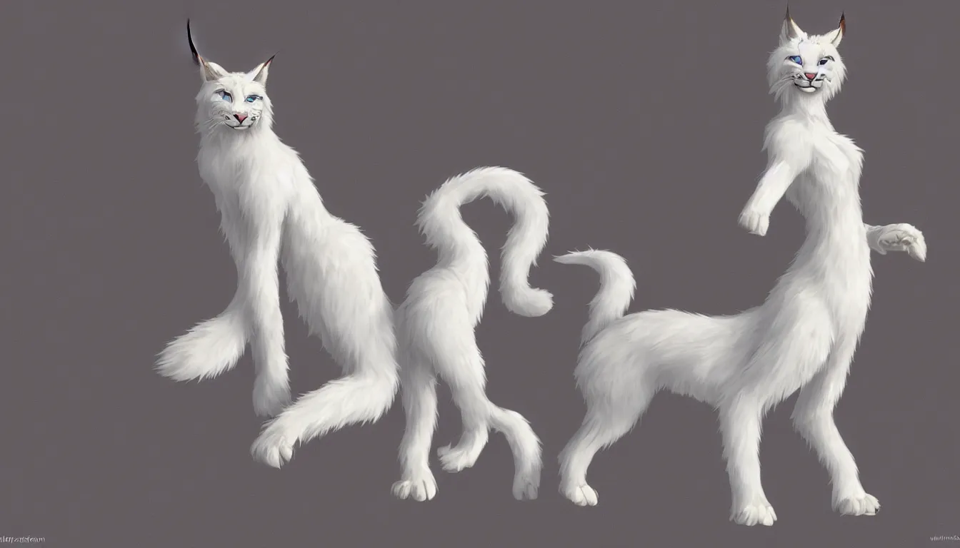 Image similar to white anthropomorphic lynx, furry art