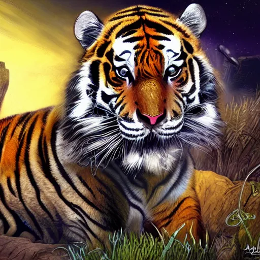Image similar to diamond tiger by wally wood, fantasy art style, 4 k, digital painting