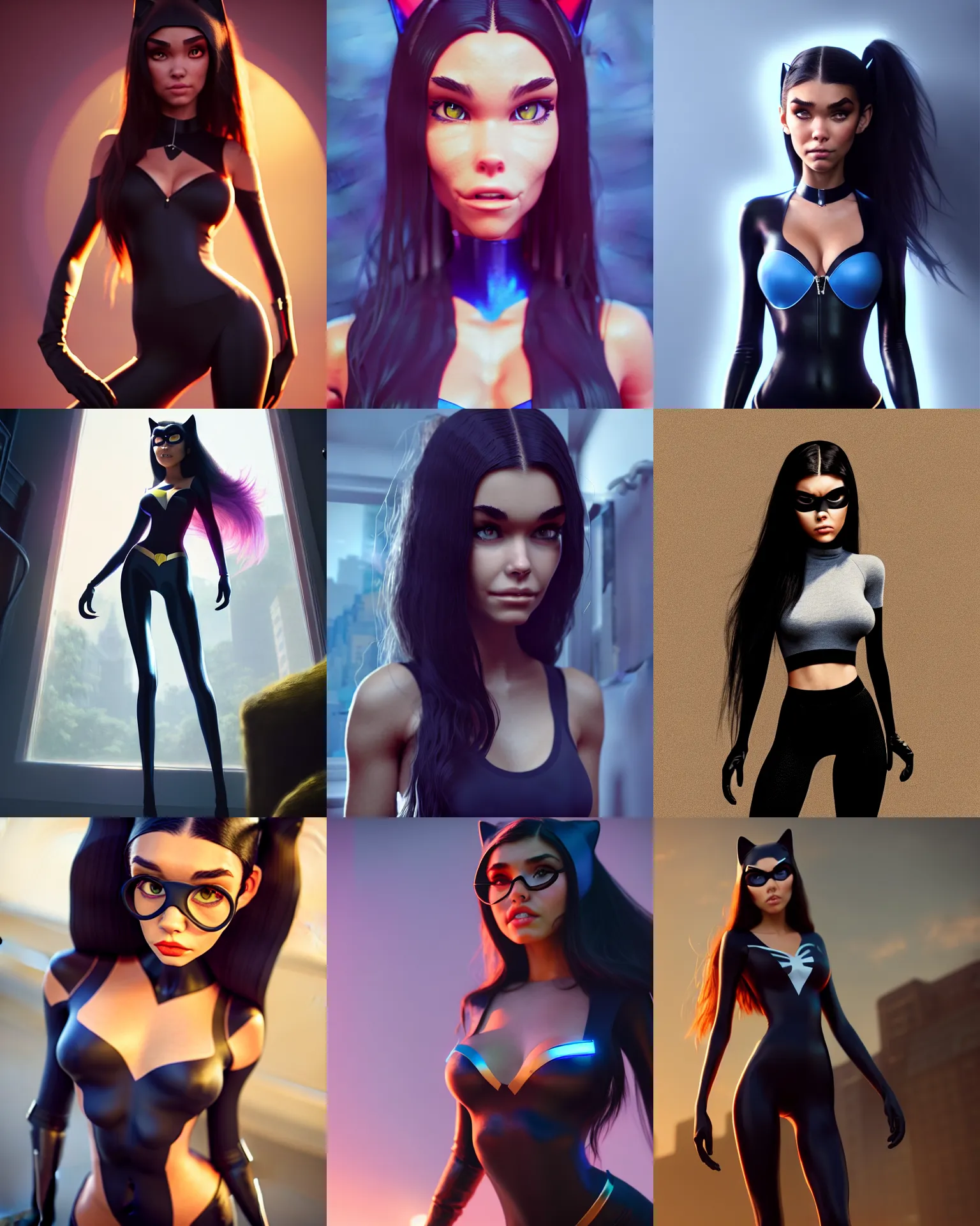 Prompt: a photo of madison beer : : college woman : : as cat woman by pixar : : by greg rutkowski, wlop, rossdraws, unreal engine, sweaty 4 k, hdr, : :