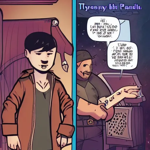 Image similar to penny arcade panel featuring tycho and gabe, textless, textless, wordless