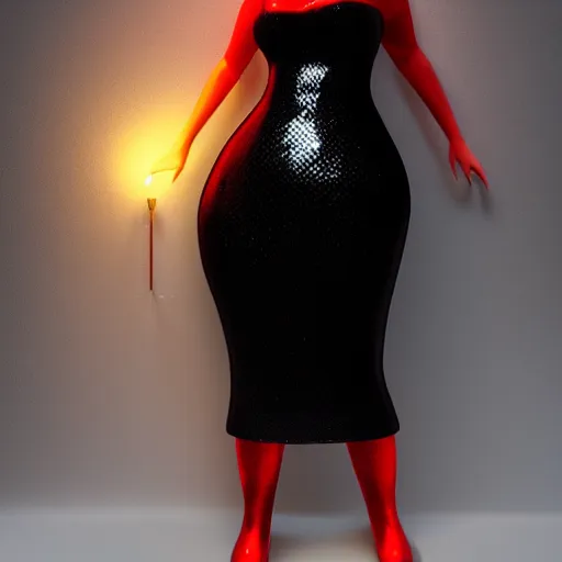 Image similar to a curvy feminine pale goth cutie with a thin waist in a tight red-black leather sequined tube gown, cgsociety, photorealistic, sublime-comforting ambience, 16k, smooth, sharp focus, trending on ArtStation, volumetric lighting, fully clothed, worksafe