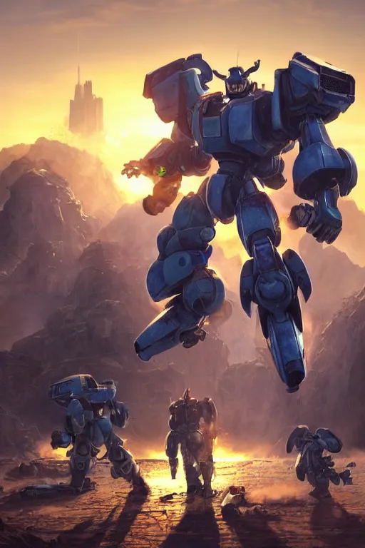 Image similar to mechwarrior 5 : mercenaries mech megaman transformer robot boss tank engine game octane render, 4 k, hd 2 0 2 2 3 d cgi rtx hdr style chrome reflexion glow fanart, global illumination ray tracing hdr fanart arstation by ian pesty by jesper ejsing pixar and disney unreal zbrush central hardmesh