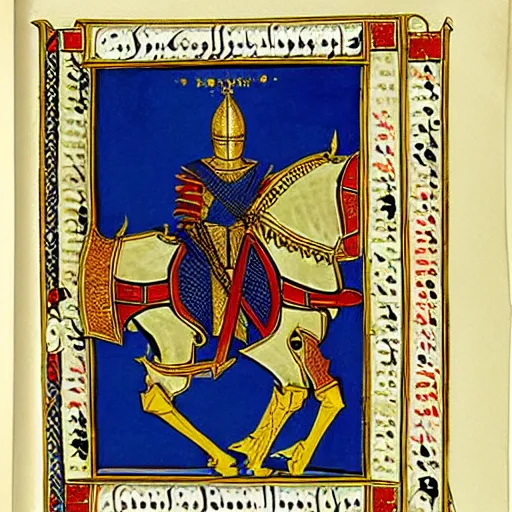 Image similar to Knight, illuminated manuscript