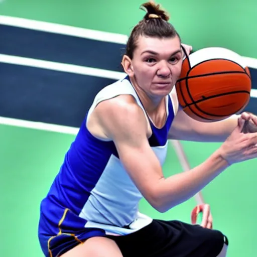 Image similar to Simona Halep playing basketball