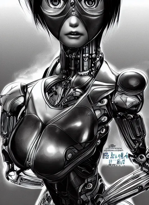 Image similar to portrait of Alita by Yukito Kishiro, biomechanical, hyper detailled, trending on artstation