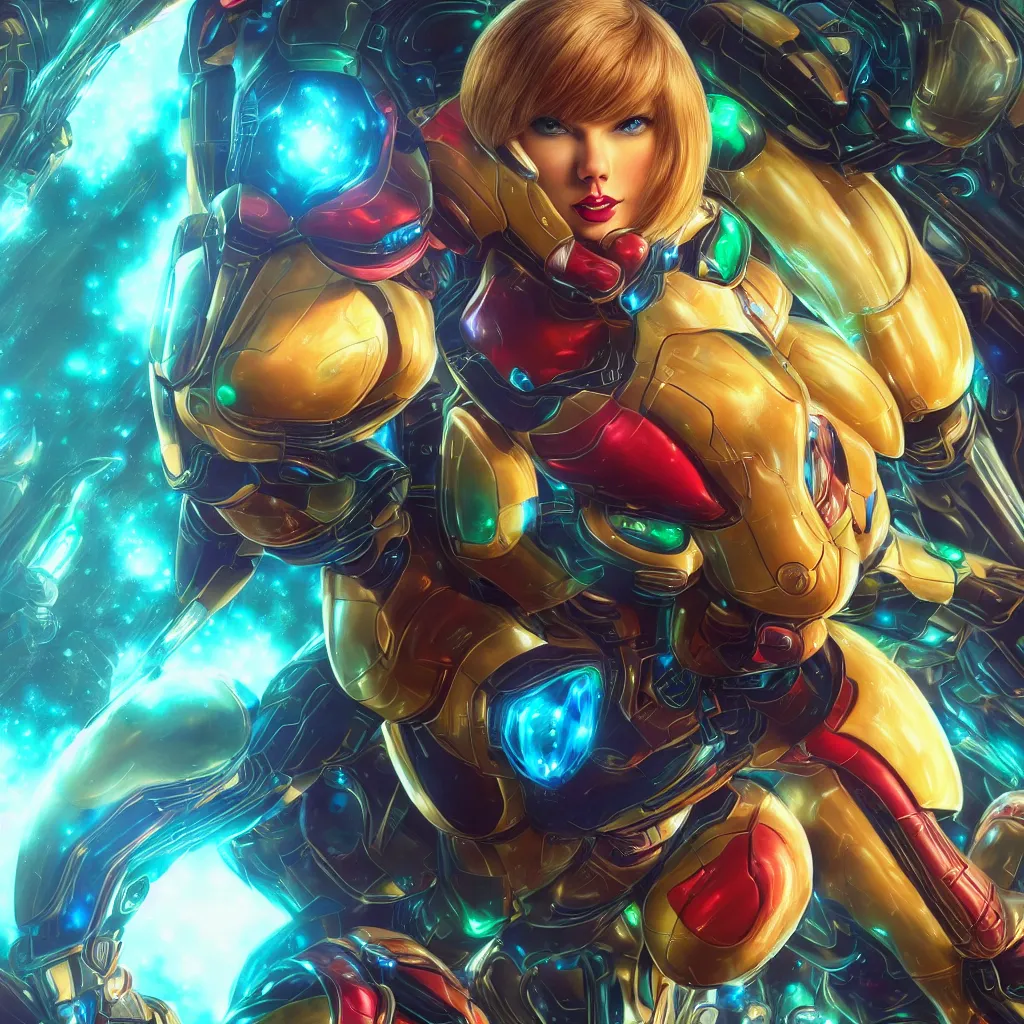 Prompt: portrait of Taylor Swift as SAMUS ARAN. Metroid. HD, 4K. intricate abstract. intricate artwork. by Tooth Wu, wlop, beeple, dan mumford. octane render, trending on artstation, greg rutkowski very coherent symmetrical artwork. cinematic, hyper realism, high detail, octane render, 8k, iridescent accents.