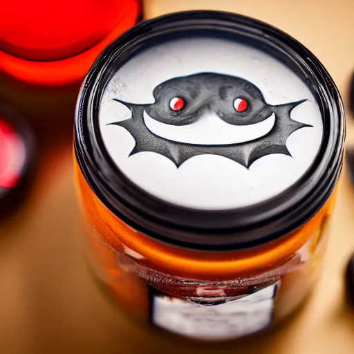 Image similar to Evil monster in a jar, product photography, studio lightning