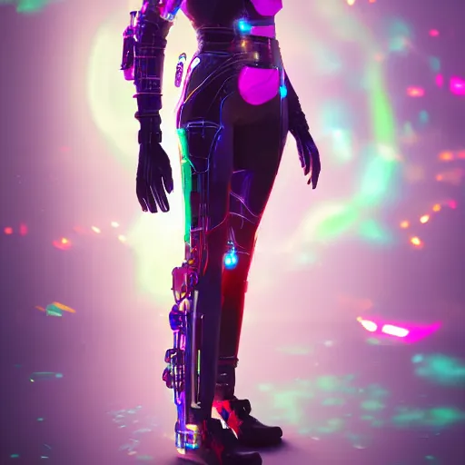 Image similar to a holographic women cyberpunk in the jungle XF IQ4, f/1.4, ISO 200, 1/160s, 8K, RAW, featured in artstation, octane render, cinematic, elegant, intricate