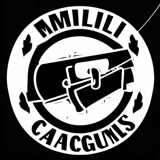 Prompt: minimalistic logo with two shotguns and chainsaw, vector graphic, 4 k, white background