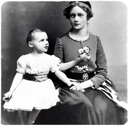 Image similar to photo of a 2 3 year old german princess and her 4 year old son