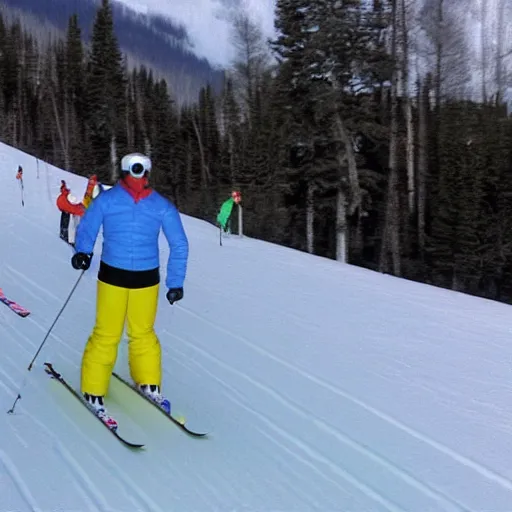 Prompt: stupid sexy Flanders on skis