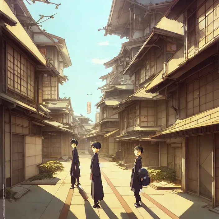 Image similar to empty tokyo neighborhood, spring, in the style of studio ghibli, j. c. leyendecker, greg rutkowski, artem