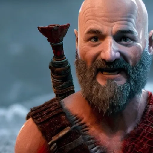 Image similar to bill murray as the protagonist of god of war, screenshot