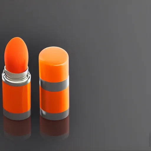 Image similar to giant stacks of orange coloured lipbalm, backlit, high detail, glossy, artstation, octane render