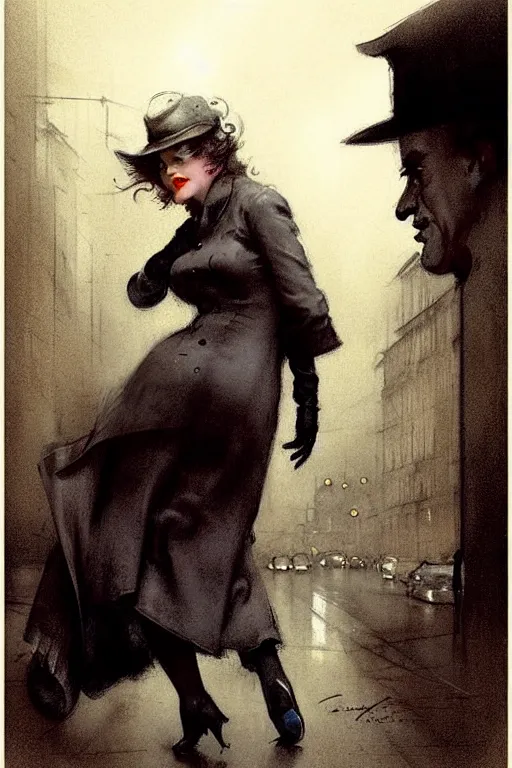 Image similar to (((((1950s film noir street night . muted colors.))))) by Jean-Baptiste Monge !!!!!!!!!!!!!!!!!!!!!!!!!!!