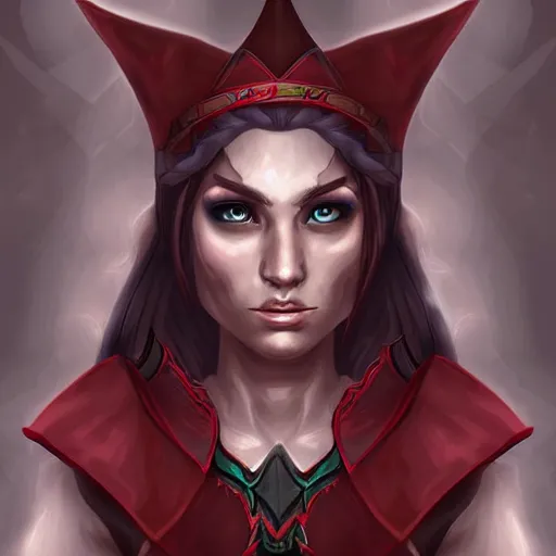 Prompt: female elf warrior portrait on a dark background, high quality digital art