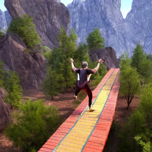 Prompt: **Ninja warrior walking through the valley in the mountains, ultra realistic, HD, high quality, 3D rendering, high detailed, 8K,