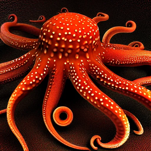 Image similar to hyperrealism computer simulation visualisation of parallel universe octopuses in surreal scene from art house movie from future by caravaggio rendered in mandelbulb 9 d and blender and octane render