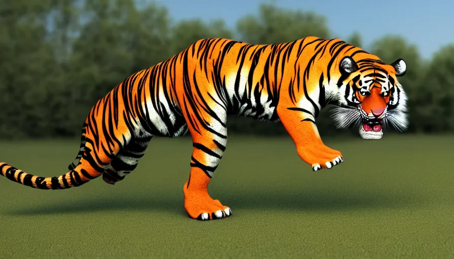 Image similar to tiger and t rex hybrid, realistic cgi render