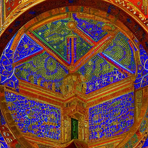 Prompt: Great palace of Constantinople's mosaics, digital art, 3d, perfect lighting, natural, colourful
