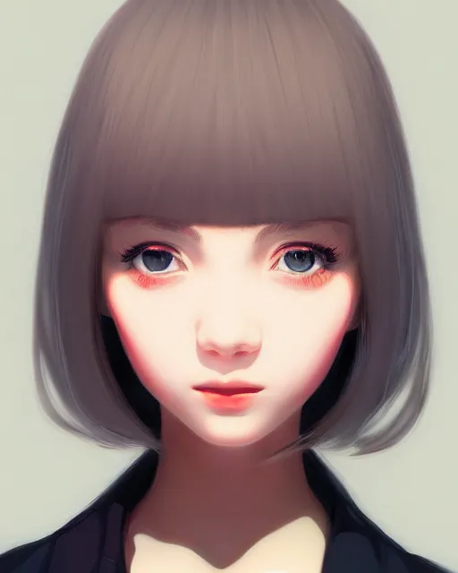 Image similar to a centered portrait of a beautiful nervous girl, by ilya kuvshinov. 7 0 mm