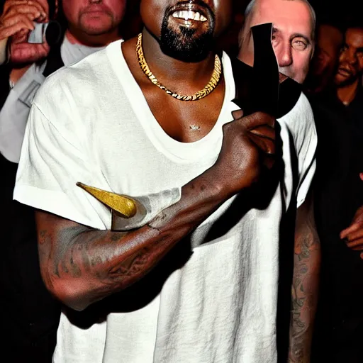 Image similar to Kanye West holding a sword