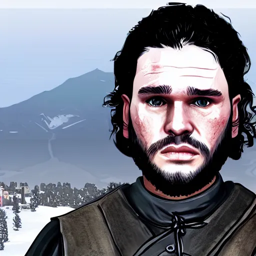 Image similar to jon snow from game of thrones in gta v loading screen