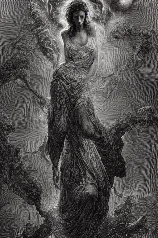 Prompt: several human forms mixed together form a tornado by artgem and gustave dore, highly detailed, high contrast, trippy, nebula, trending on artstation