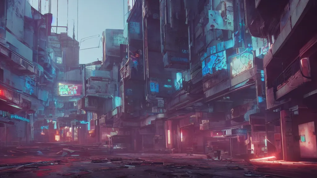 Prompt: exploring an abandoned, cyberpunk city, made in blender, octane render, cinematic, volumetric lighting, futuristic,, hyperrealistic, highly detailed, colourful 4 k hd