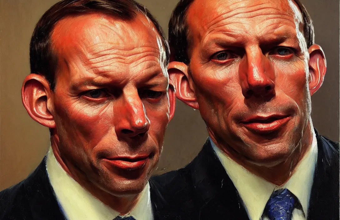 Prompt: portrait of tony abbott australian politician!!!!!!!!!!!!!!!!!!!!!!!!!!!, detailed face, detailed painting,, epic lighting, by ilya repin, phil hale and kent williams