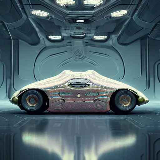 Image similar to cyborg cyber vintage supercar slick, pastel tones : by michal karcz, daniel merriam, victo ngai and guillermo del toro : ornate, dynamic, particulate, intricate, elegant, highly detailed, centered, artstation, smooth, sharp focus, octane render