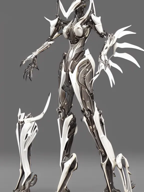 Image similar to extremely detailed front shot, low shot, of a beautiful elegant saryn warframe, that's a giant beautiful stunning anthropomorphic robot female dragon with metal cat ears, posing elegantly, detailed sharp robot dragon paws for feet, thick smooth warframe legs, streamlined white armor, long elegant tail, two arms, two legs, long tail, detailed warframe fanart, destiny fanart, high quality digital art, giantess art, furry art, realistic digital art, warframe art, Destiny art, furaffinity, DeviantArt, artstation, 8k HD, octane render