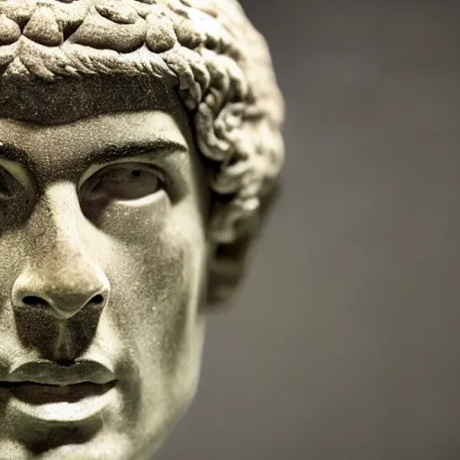 Prompt: A ancient stone bust of Cristiano Ronaldo is found raising time-travel concerns