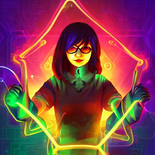 Image similar to skill magic geek inside matrix deepdream radiating a glowing aura stuff loot legends stylized digital illustration video game icon artstation lois van baarle, ilya kuvshinov, rossdraws,