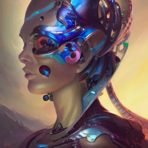 Prompt: portrait of a stunningly beautiful cybernetic emanation, profile, by pete mohrbacher and artgerm and wlop, digital art, highly detailed, intricate, fantasy, mystical, Trending on Artstation HQ, deviantart, unreal engine, 4K UHD image