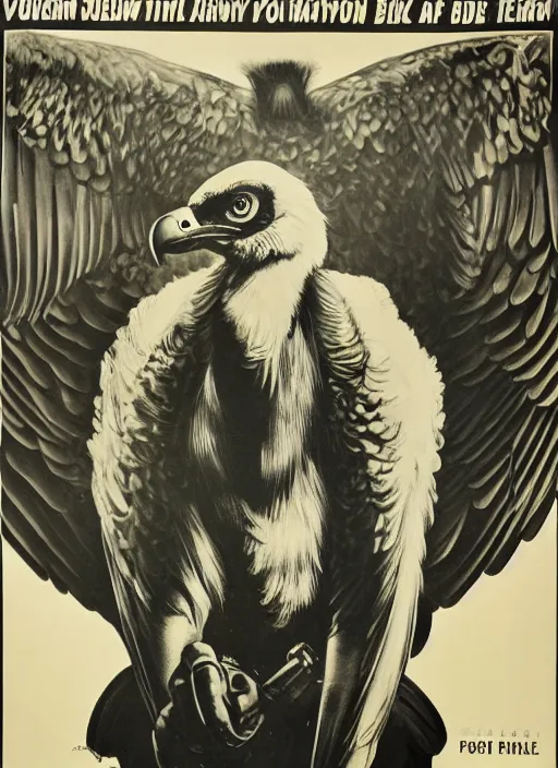 Image similar to vulture look in 1940s propaganda poster, full hd