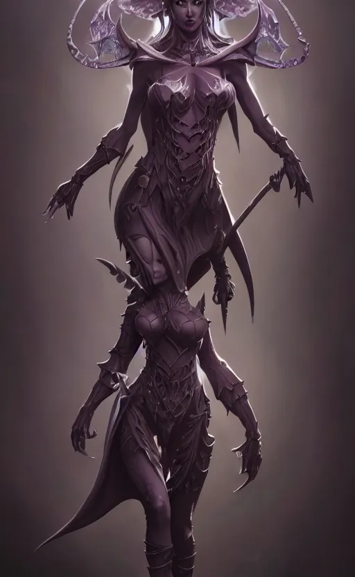 Image similar to full body shot of dark elf witch, highly detailed, d & d, fantasy, highly detailed, digital painting, trending on artstation, concept art, sharp focus, illustration, global illumination, ray tracing, realistic shaded, art by artgerm and greg rutkowski and fuji choko and viktoria gavrilenko and hoang lap,