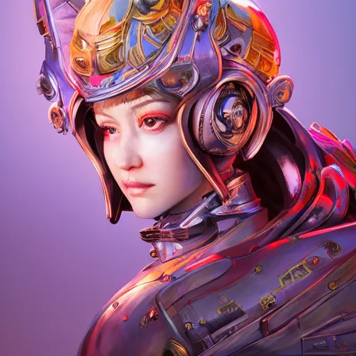 Image similar to studio portrait of lawful good colorful female holy mecha paladin absurdly beautiful, elegant, young sensual graceful woman, ultrafine hyperrealistic detailed face illustration by kim jung gi, irakli nadar, intricate linework, sharp focus, bright colors, matte, octopath traveler, final fantasy, unreal engine highly rendered, global illumination, radiant light, intricate environment