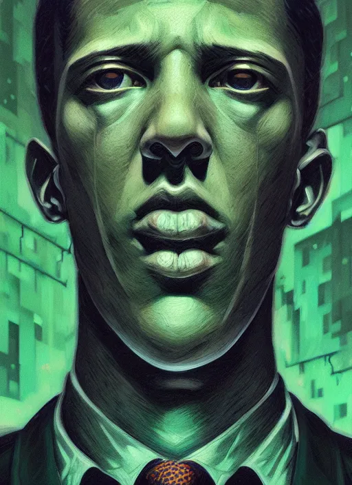 Image similar to hyper detailed ultra sharp h. p. lovecraft photorealistic portrait, somber melancholic aesthetic, masterpiece, elite, illustration, art by sachin teng, felix englund, organic matte painting, emerald color palette, hard edges, graffiti, street art 8 k