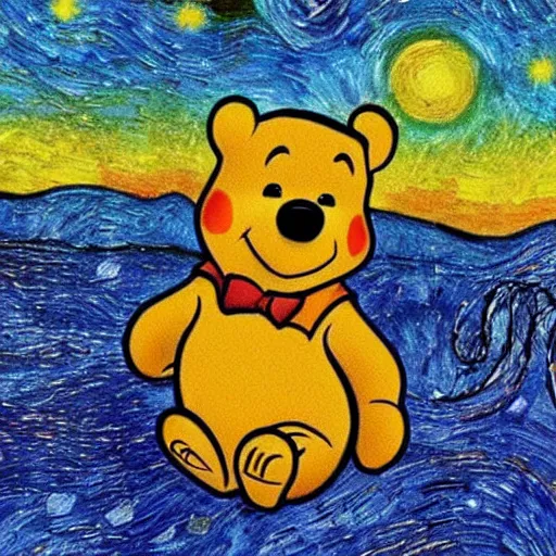 Prompt: Titanic Winnie the pooh, painting in style of Vincent van Gogh