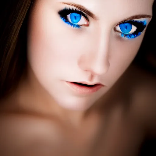 Prompt: photo portrait of very very very beautiful woman staring into camera, realism, blue eyes, extreme detail, key art, ring light, flash, photo by greg rutkoski, photoshoot