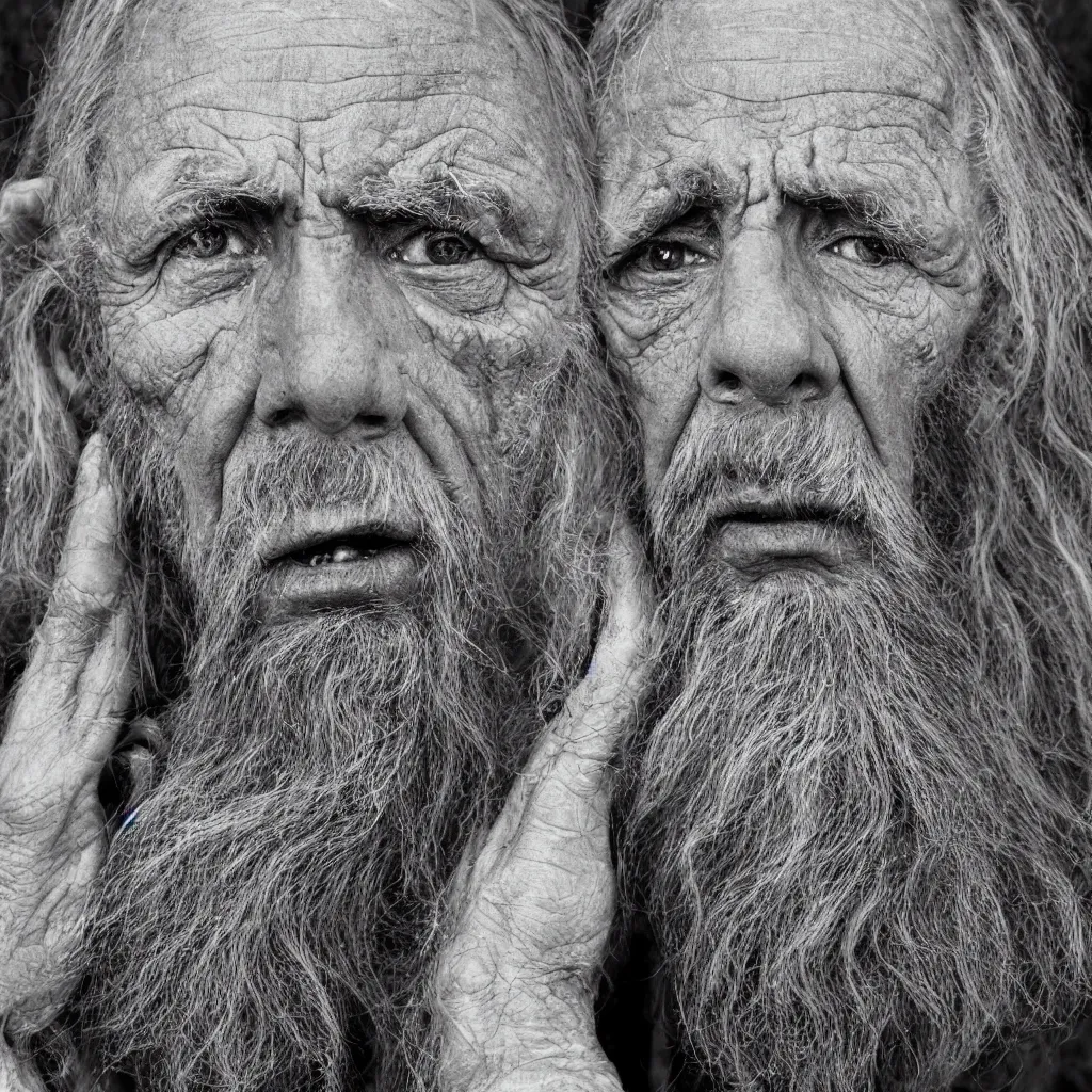 an ancient man extreme wrinkles time weighs heavily Stable